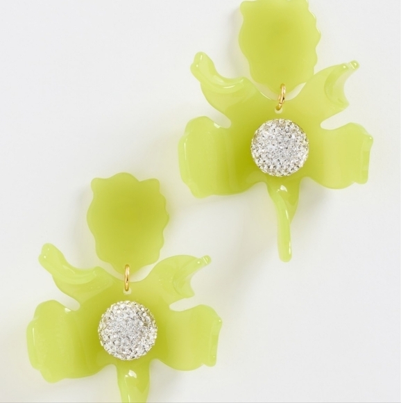 New Lele Sadoughi Floral Chartreuse 300 Earrings NWT - Picture 5 of 6